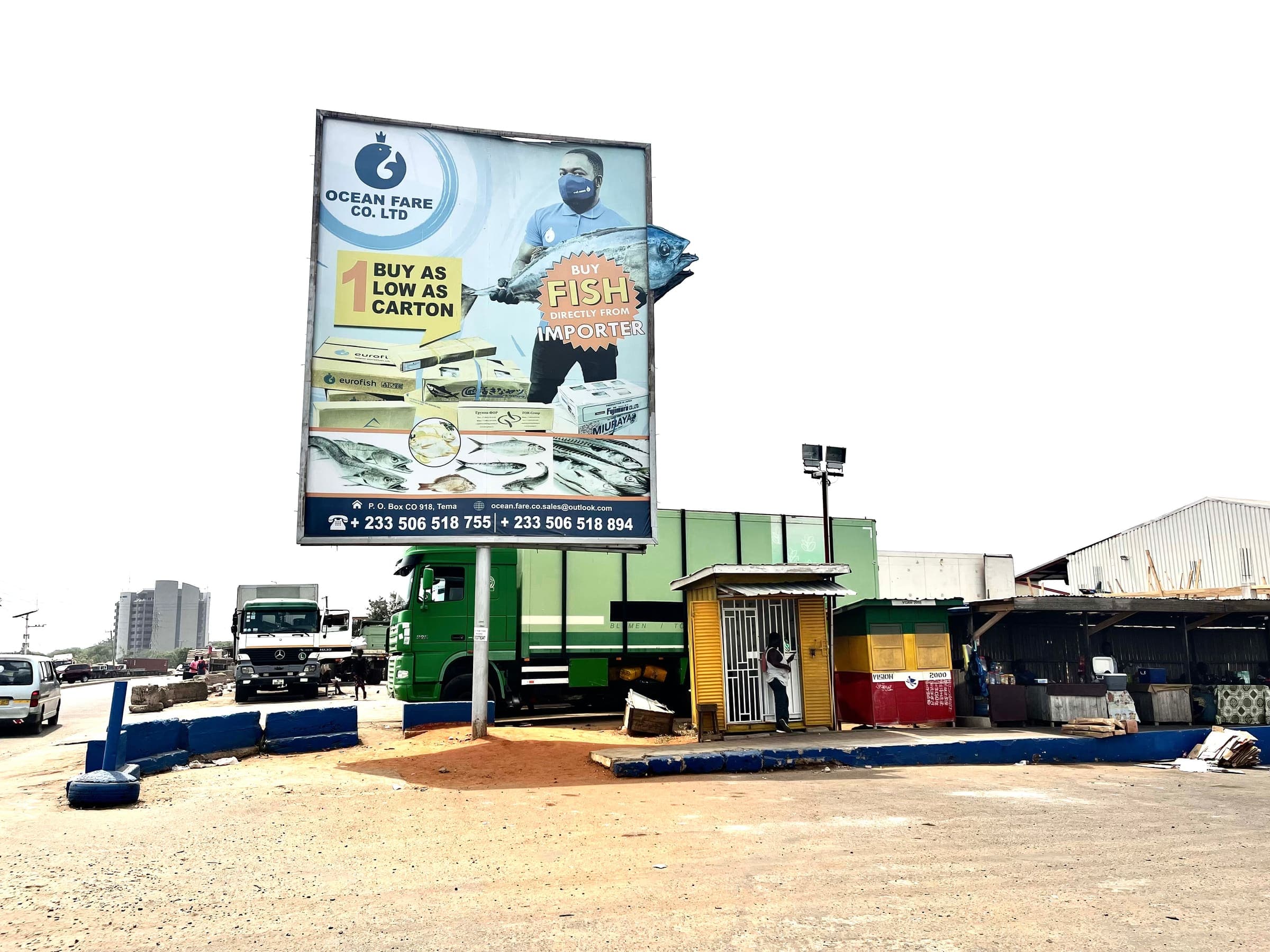 Ocean Fare roadside billboard near the harbour